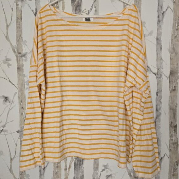 Old Navy Boatneck Yellow & White Stripe Long Sleeve Tee XXL - Picture 1 of 5